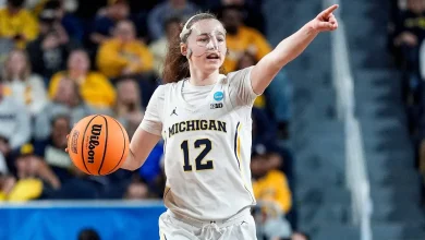 This Michigan player still wears a mask, even after her broken nose healed. Here's why