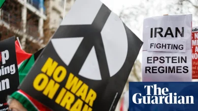 Thousands march on US embassy in London calling for end of strikes in Iran