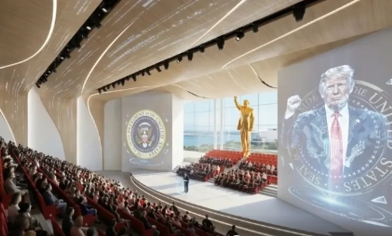 Trump posts lavish render of gold-laden presidential library