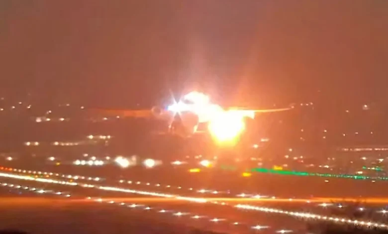 US-bound Delta Airbus A330 engine erupts in flames during takeoff