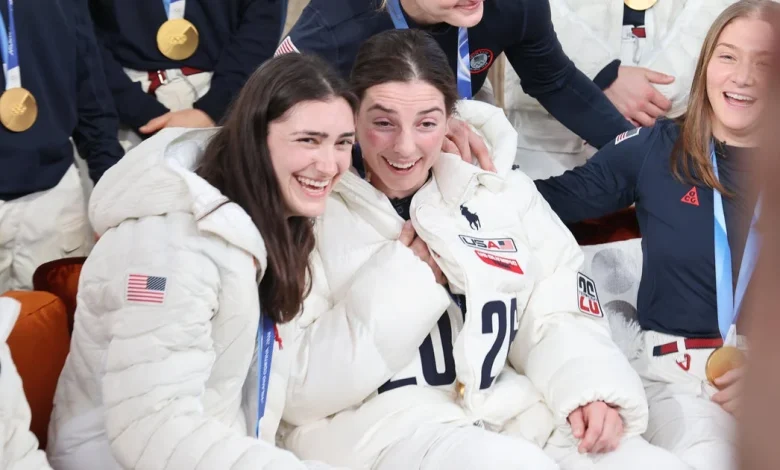 USA hockey's Hilary Knight, Megan Keller join Hughes brothers on "SNL," joke about Trump invite and "Heated Rivalry"