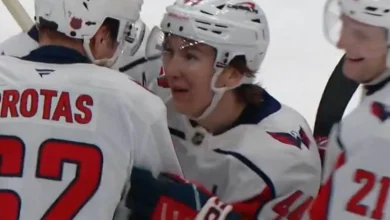 After scoring his empty netter, Cole Hutson looked ashamed after realizing he could have passed to Ilya Protas for his first NHL goal