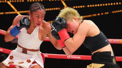 Alycia Baumgardner beats Bo Mi Re Shin to retain unified junior lightweight titles before calling out Katie Taylor and dismissing Caroline Dubois