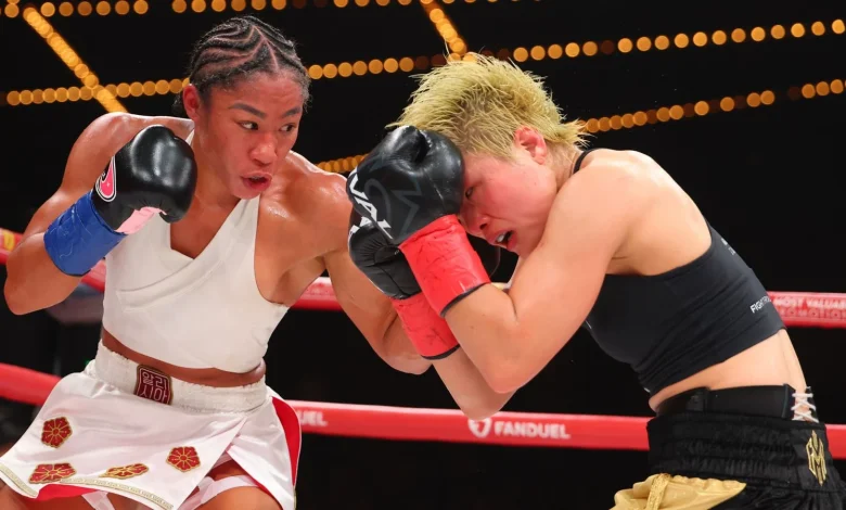 Alycia Baumgardner beats Bo Mi Re Shin to retain unified junior lightweight titles before calling out Katie Taylor and dismissing Caroline Dubois
