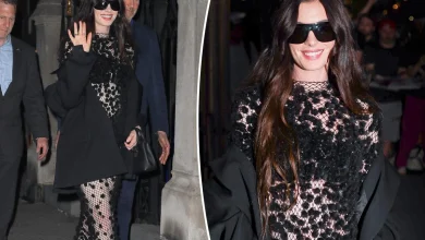 Anne Hathaway goes full pop star in totally sheer dress at 'Mother Mary' event