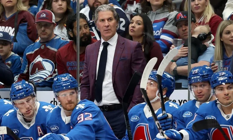 Avs coach Bednar taken to hospital after being hit by puck