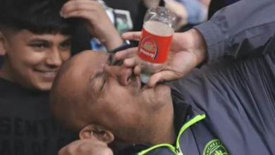 Bottle job? Man City fan celebrates with Arsenal taunt as Chelsea rout narrows title gap