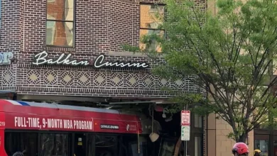 Bus Driver Crashed Into Ambar Balkan Cuisine after car driver, allegedly, ran a red light.