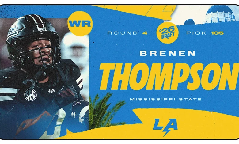 Chargers Select Mississippi State WR Brenen Thompson in Round 4 of 2026 NFL Draft