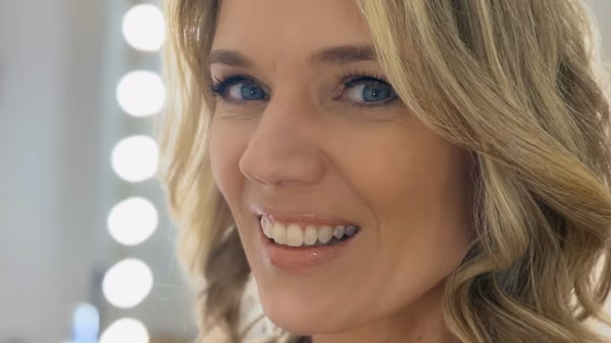 Charlotte Hawkins’ flattering striped midi dress from GMB is perfect for in-between weather days