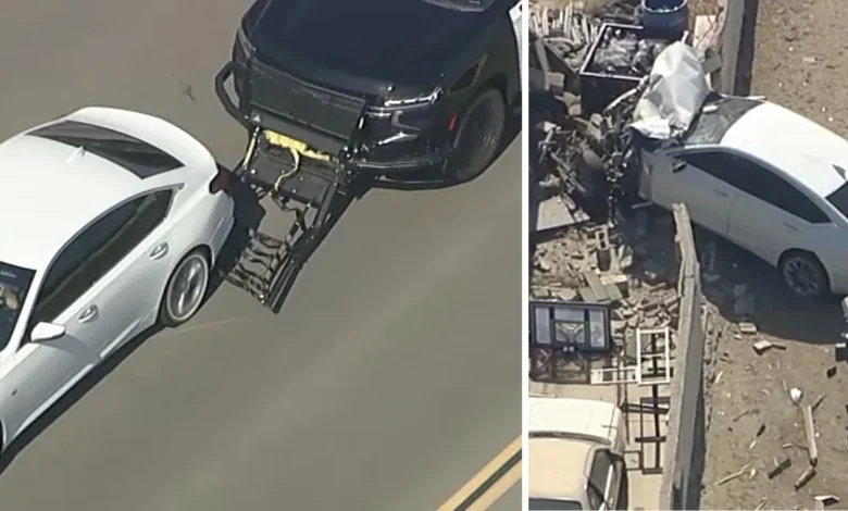 Chase ends in violent crash in Jurupa Valley after deputies attempt stop with grappling device