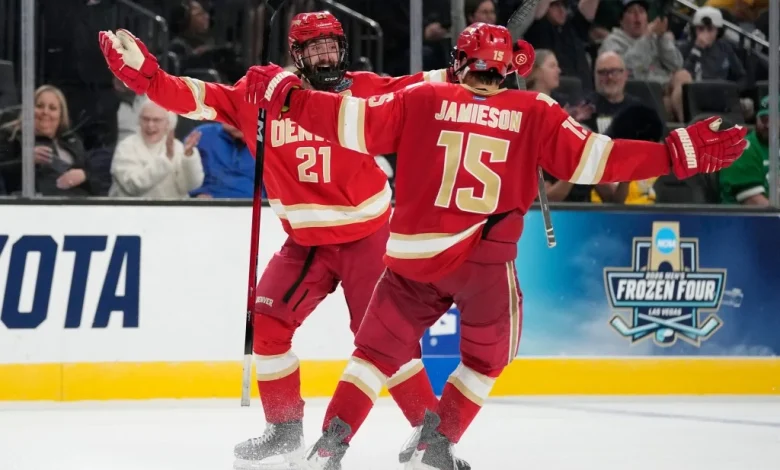 DU Pioneers beat Michigan in double OT at Frozen Four; dream run continues to NCAA title game