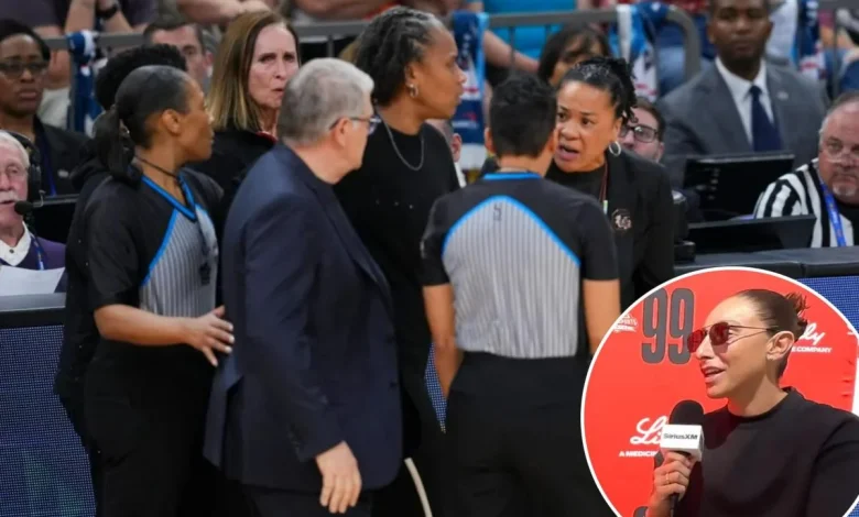 Diana Taurasi reacts to fiery Geno Auriemma-Dawn Staley confrontation