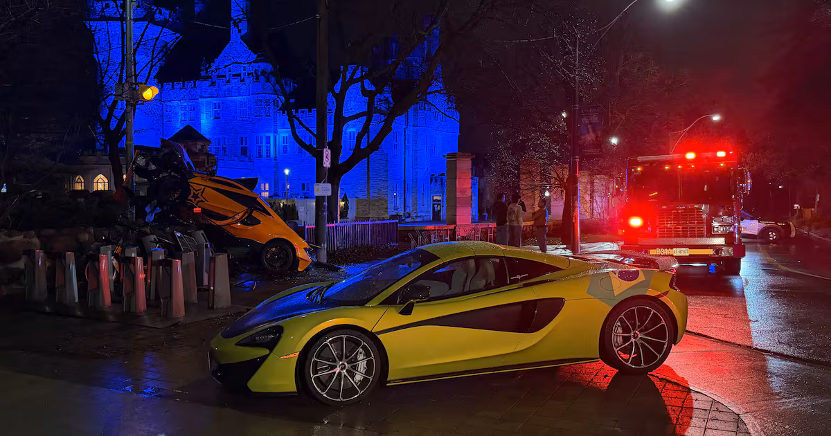 Driver of McLaren arrested after crashing into bike rack near Casa Loma