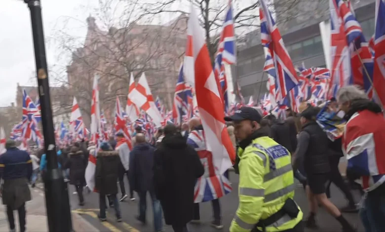 Extra police drafted in for Britain First march in Manchester | ITV News