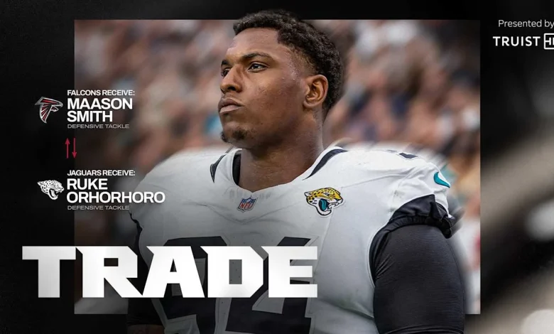 Falcons agree to terms with Jaguars to trade DL Ruke Orhorhoro for DL Maason Smith
