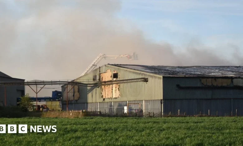 Firefighters tackle blaze at business near Grantham