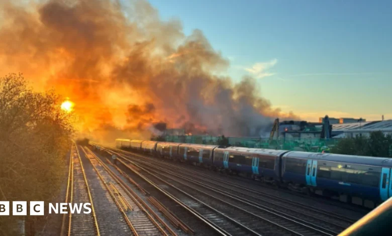 Firefighters tackle blaze at industrial waste unit in Ashford