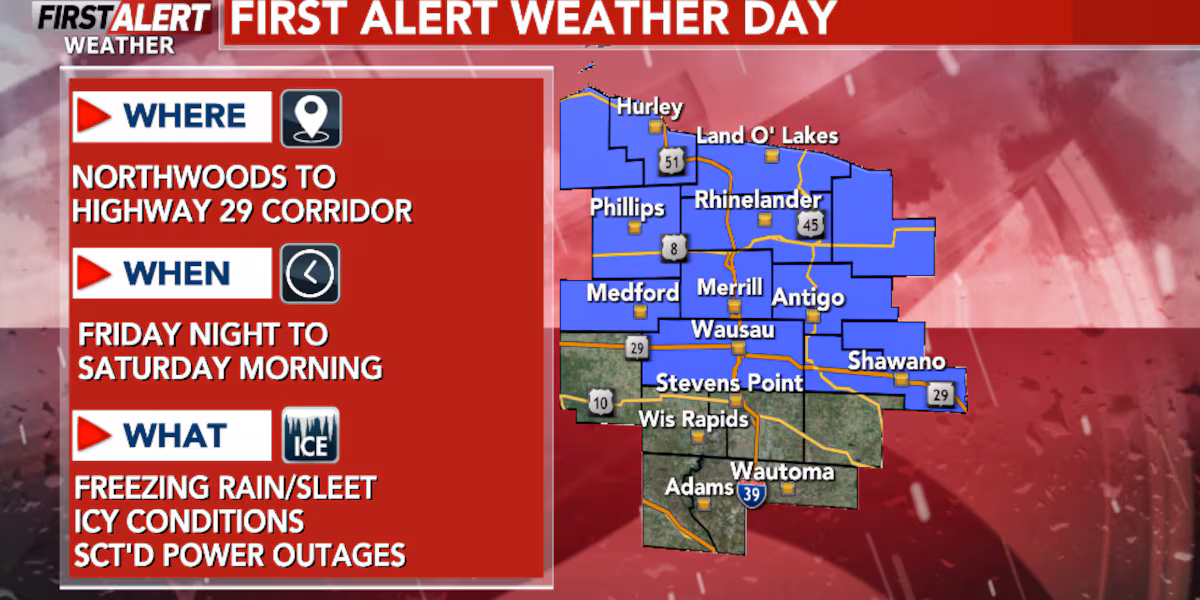 First Alert Weather Day issued for additional freezing rain Friday night-Saturday morning
