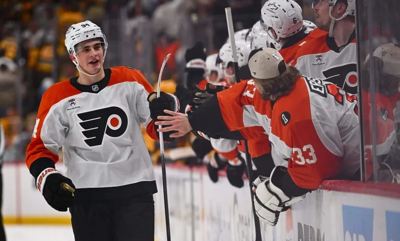 Flyers’ Porter Martone seems ready for the spotlight, with help from a good friend