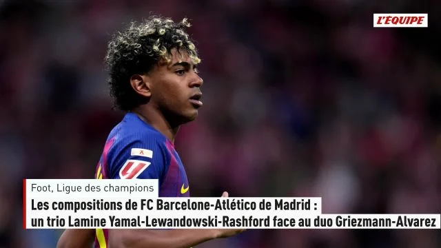 Football - Ligue des champions : Les compositions de FC Barcelone-Atlético de Madrid : un trio Lamine Yamal-Lewandowski-Rashford face à Griezmann-Alvarez