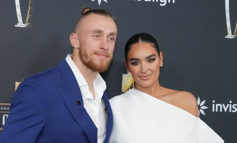 George Kittle’s Wife Claire Turns Heads in Bold Black Blazer and Bralette Look