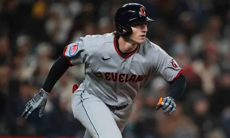 Guardians' Chase DeLauter exits vs. Dodgers after fouling ball off ankle