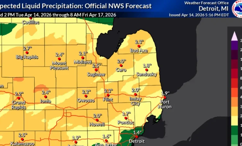 Heavy rainfall, severe storms predicted for metro Detroit starting tonight