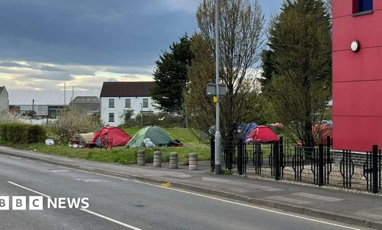 Homeless camping near police station 'for safety'