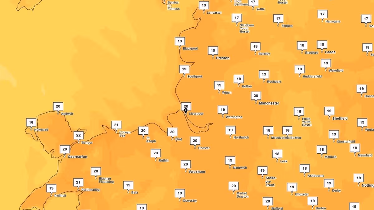 Hot weather maps show exact time 21C scorcher hits Liverpool