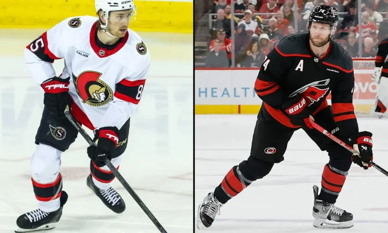 In Canes-Sens, Olympic gold medalists Slavin, Sanderson meet as rival stars