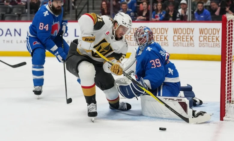 Jared Bednar exits after getting hit in Avs' 3-2 OT loss to Golden Knights