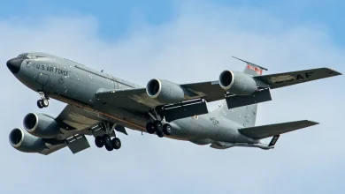 KC-135 Tanker Covered In Shrapnel Patches Seen Landing In UK