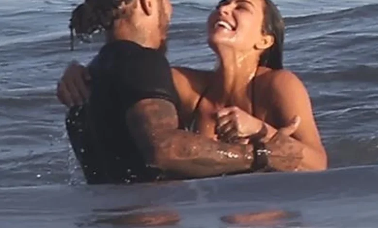 Kim Kardashian, F1 Driver Lewis Hamilton Kissing Beach Photos