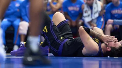 Lakers' Luka Doncic injures hamstring in blowout loss to Thunder