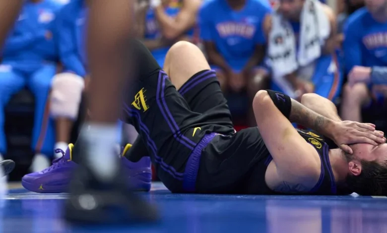 Lakers' Luka Doncic injures hamstring in blowout loss to Thunder