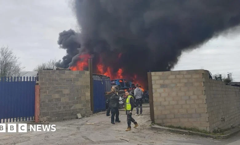 Large fire at Birmingham scrapyard
