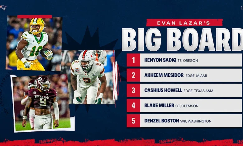 Lazar's Patriots Big Board 2026: Top 50 Draft Fits