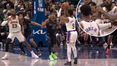 LeBron James lets son Bronny hear it after mistake during Lakers' loss to Mavericks