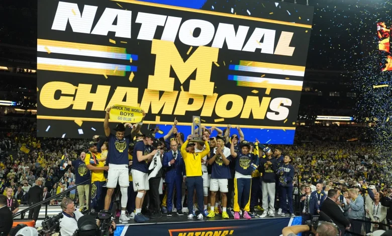 Michigan muscles its way to program's 2nd NCAA national title : NPR