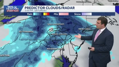 Mostly sunny and warmer, isolated shower chance this evening in south-central Pennsylvania