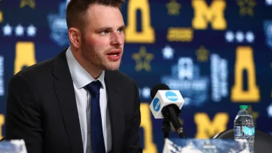 NCAA hockey: Michigan HC Brandon Naurato speaks after Frozen Four loss