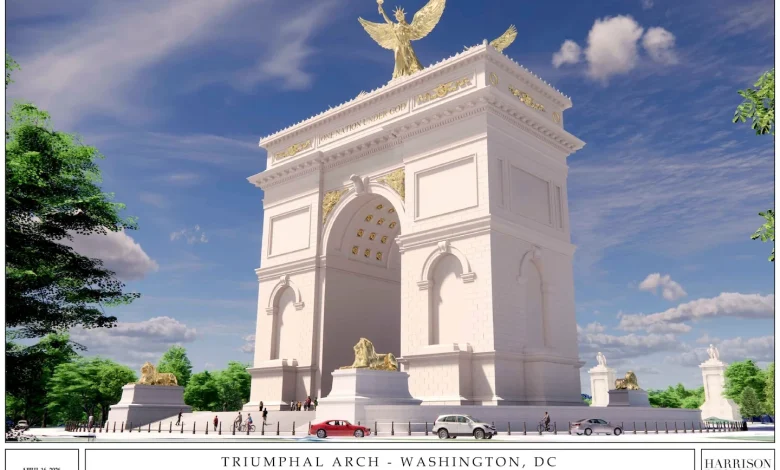 New renderings show Trump’s planned 250-foot triumphal arch