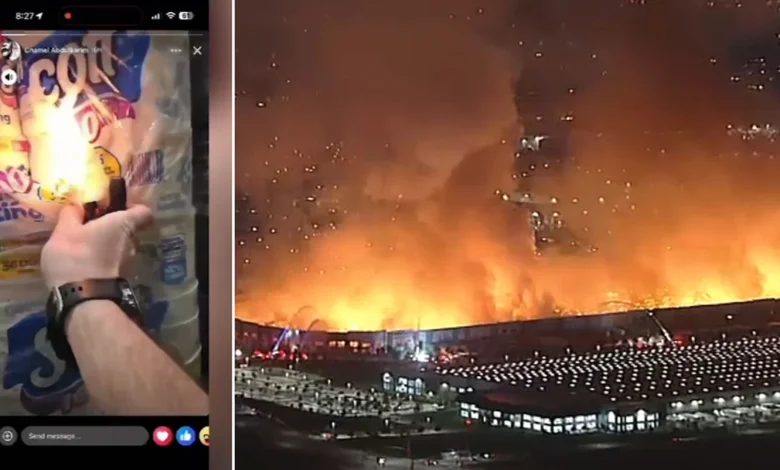 New video of toilet paper being set on fire being reviewed as part of investigation into Southern California warehouse fire