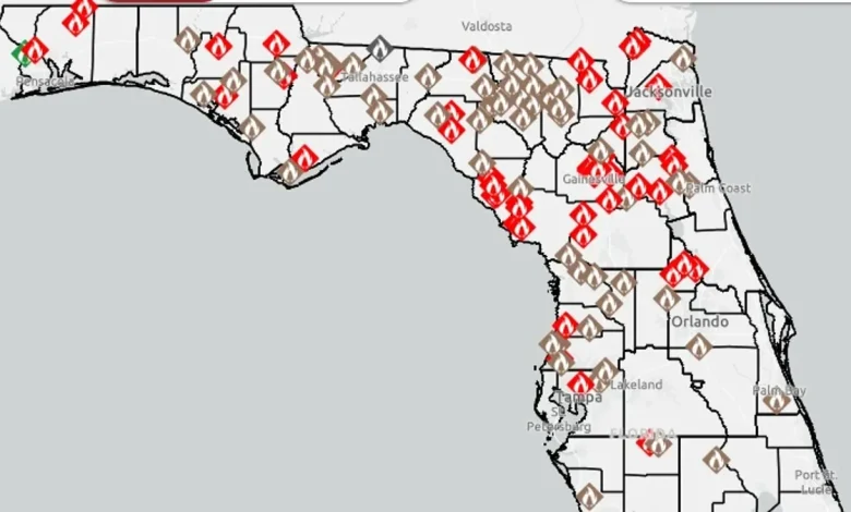 Number of wildfires increasing in Florida. See locations, road closures