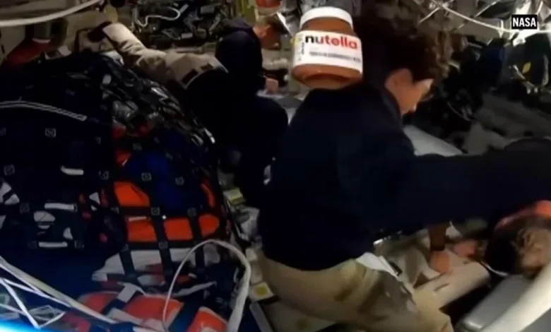 Nutella jar seen spinning through Artemis II