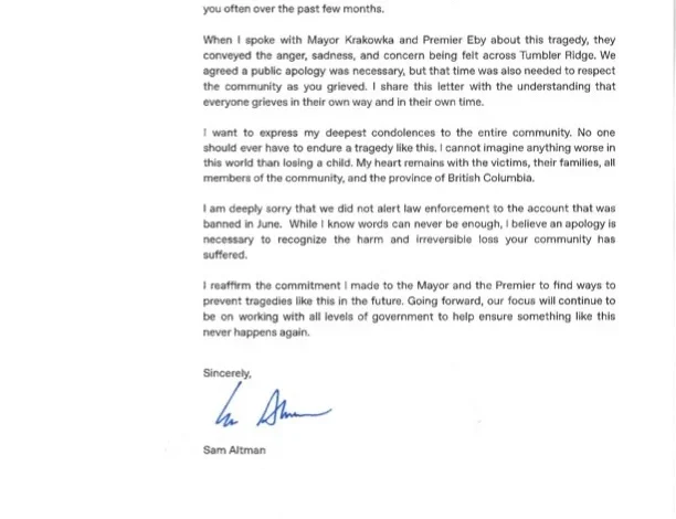 OpenAI apologizes to Tumbler Ridge