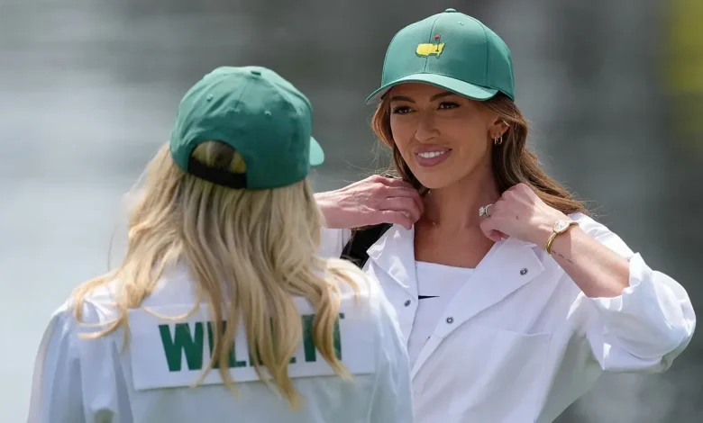 Paulina Gretzky returns to the Masters Par 3 Contest caddying for Dustin Johnson