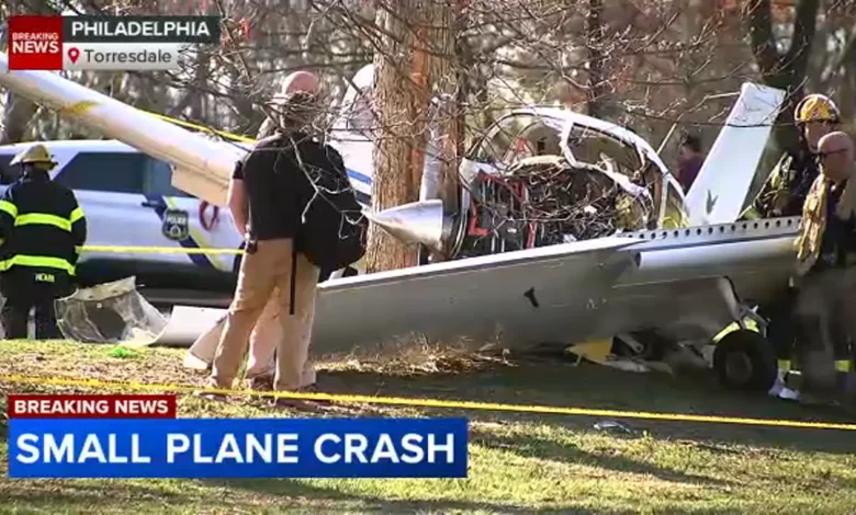 Philadelphia plane crash: Off-duty police officer among 2 injured after aircraft goes down in Fluehr Park in Torresdale