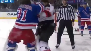 Rangers' Igor Shesterkin gets into heated goalie fight with Devils' Jacob Markstrom